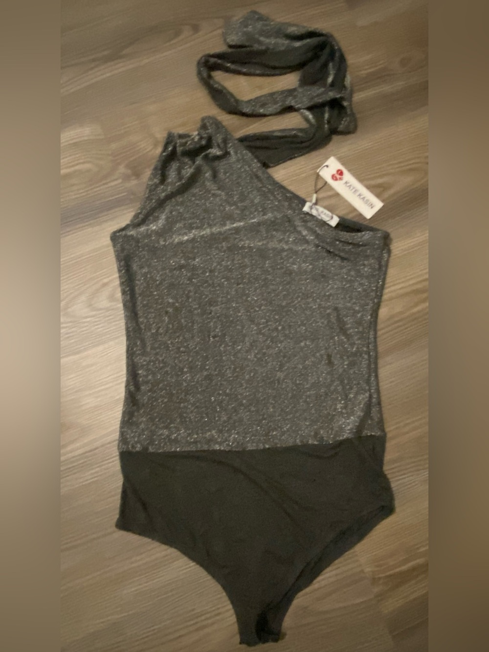 Black Glitter One-Shoulder Bodysuit